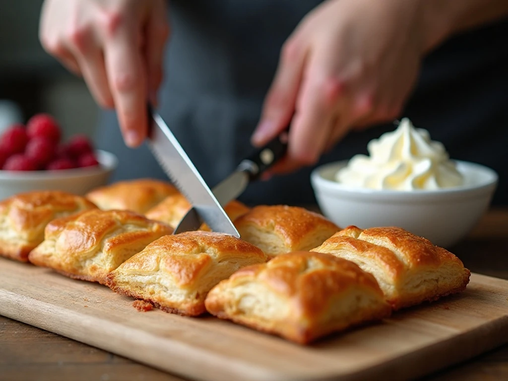 Splitting cooled puff pastry for homemade Flakies