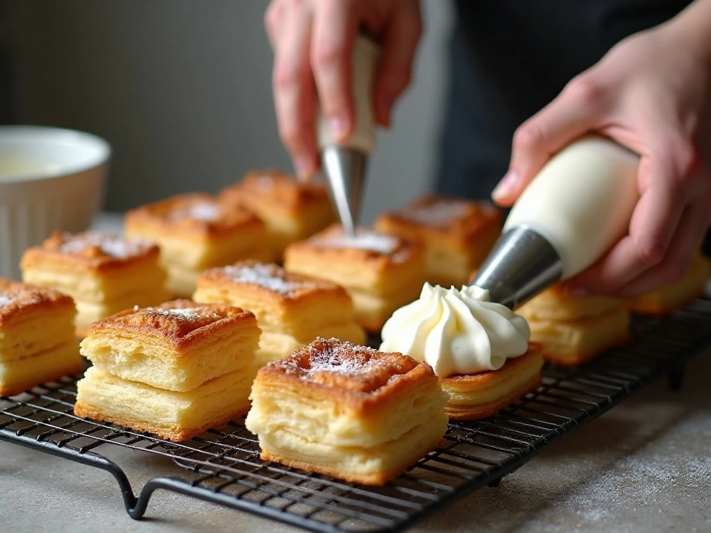 Golden puff pastry cooling before Flakies are assembled