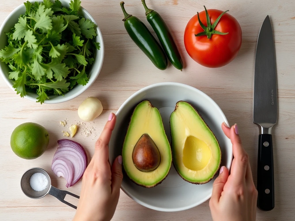 Ingredients for quick and easy homemade guacamole