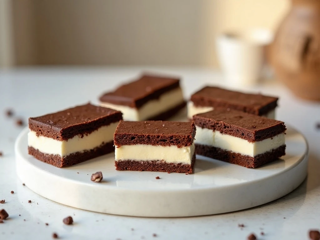 Homemade chocolate ice cream sandwich bars arranged on a serving platter