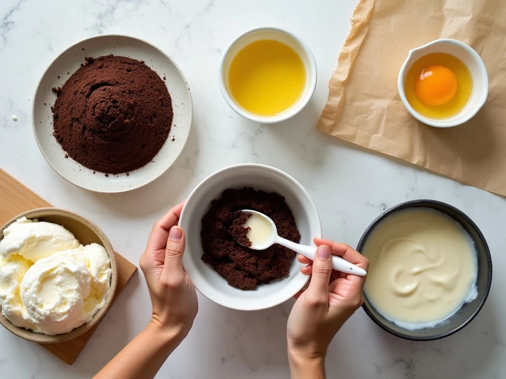 Ingredients for homemade ice cream sandwiches with cake mix