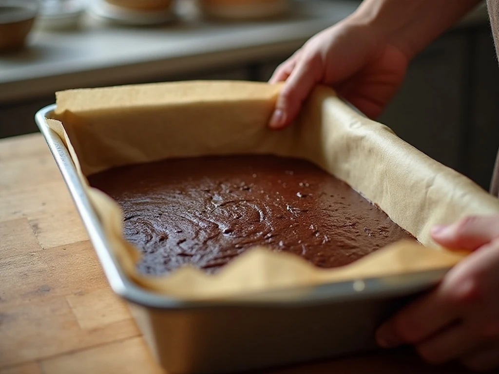 Chocolate cake-mix dough pressed into a jelly-roll pan
