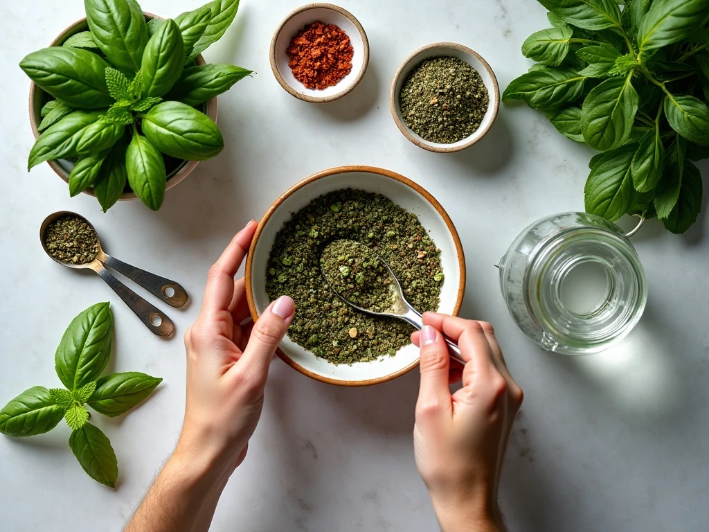 Dried herbs and spices for homemade Italian seasoning