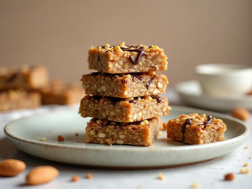 Stack of crunchy homemade KIND-style nut bars