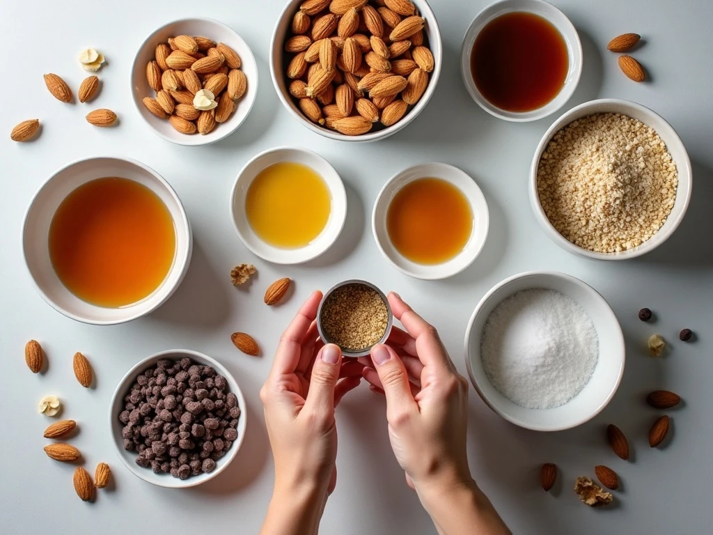 Ingredients for homemade KIND bars arranged for cooking
