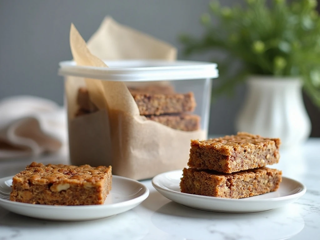 Homemade KIND bars stored with parchment between layers