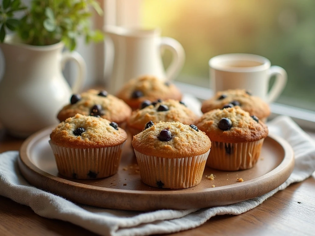 Assorted homemade muffins arranged for a breakfast spread