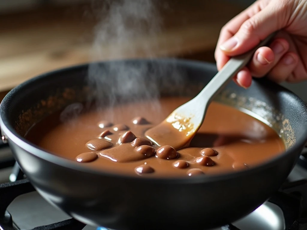 Melting chocolate and butterscotch chips for the topping