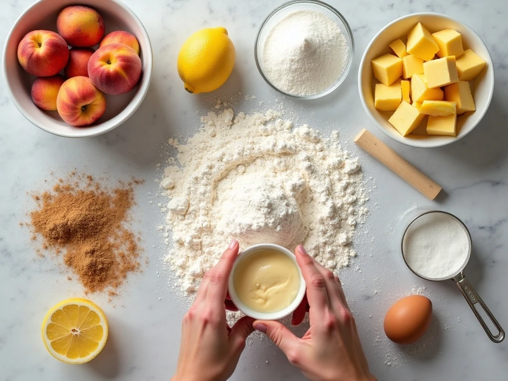 Ingredients for homemade peach hand pies