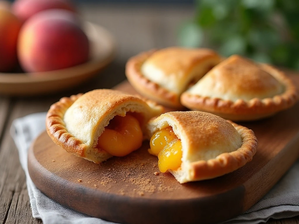 Peach hand pie showing its juicy fruit filling