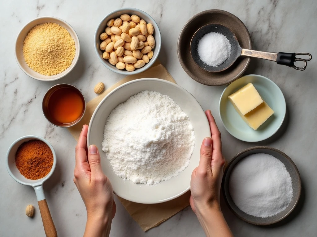 Ingredients and equipment for homemade peanut brittle