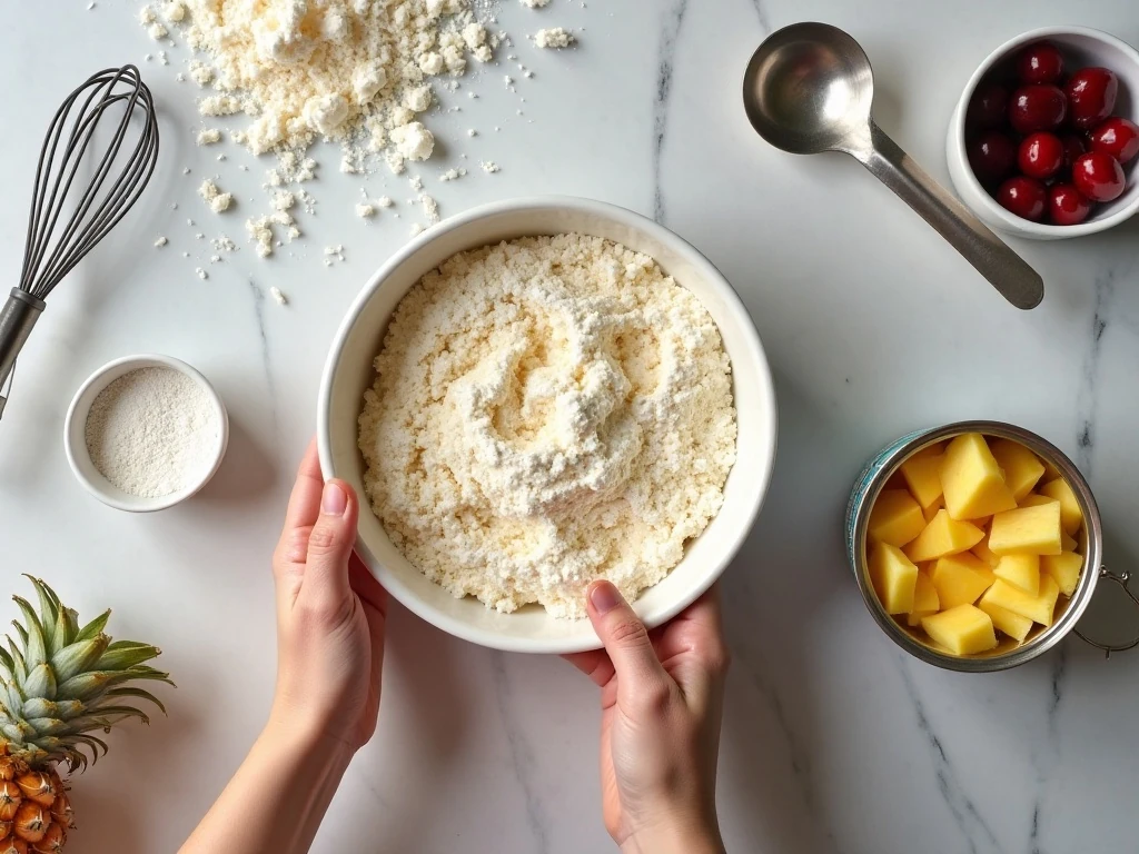 Ingredients for pineapple angel food Bundt cake