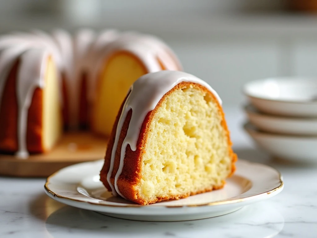 Sliced pineapple angel food Bundt cake ready to serve