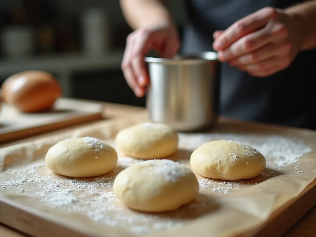 Preparing shaped dough rolls for a baking-soda pretzel bath