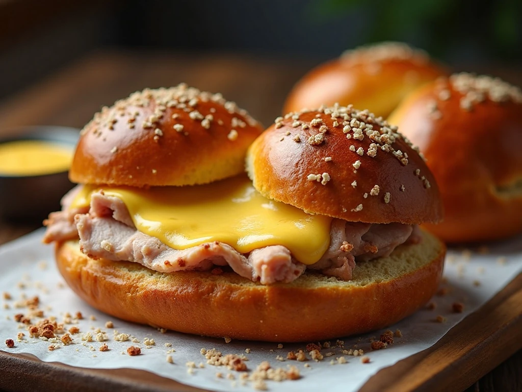 Soft pretzel roll served as a savory sandwich with mustard