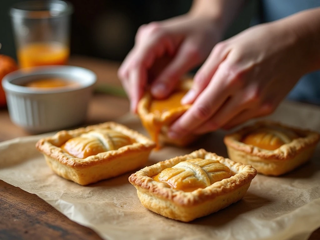 Fork-crimped and vented pumpkin pop-tarts ready for baking