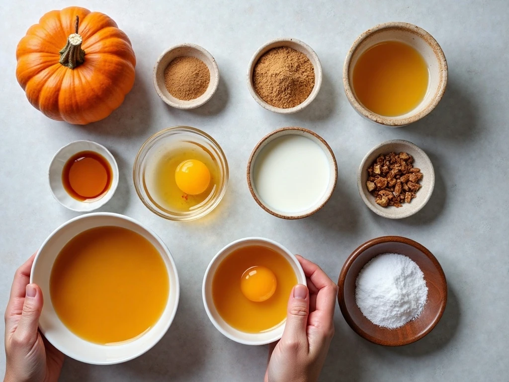 Ingredients for easy homemade pumpkin pudding