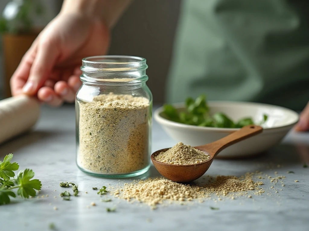 Airtight jar of homemade ranch seasoning mix