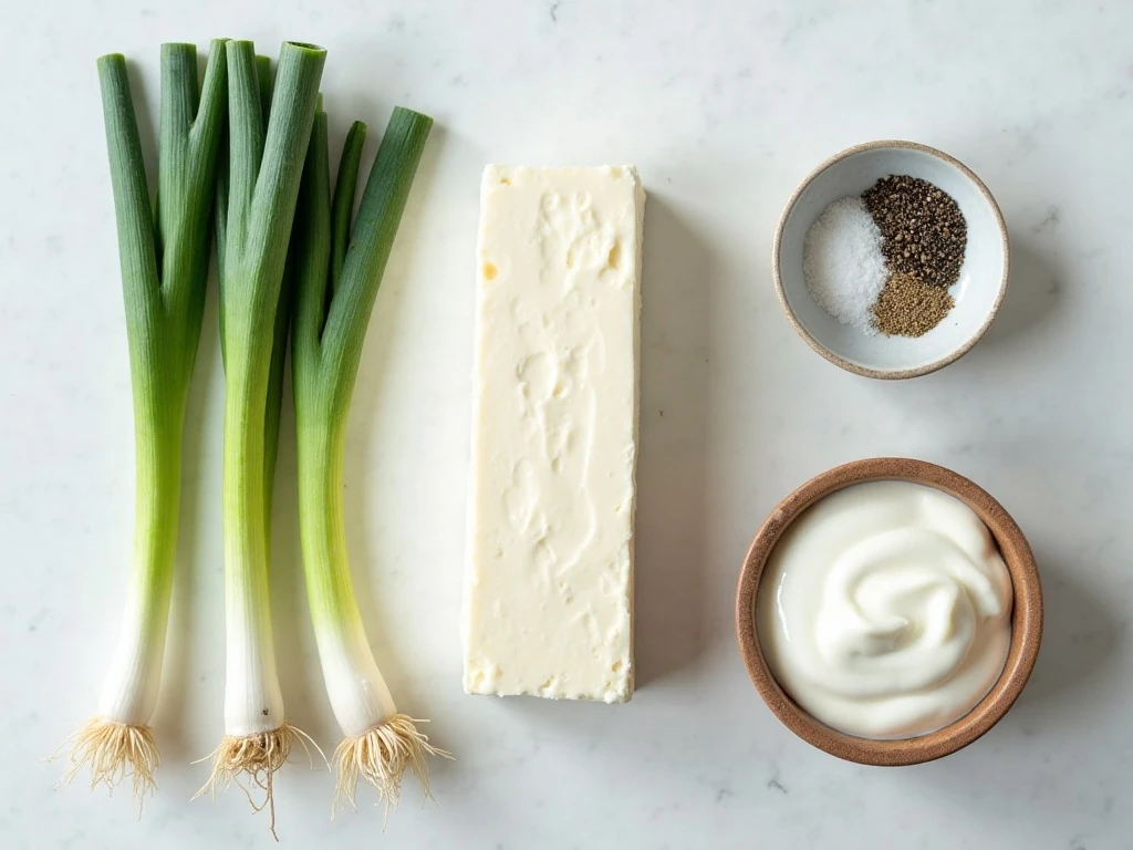 Ingredients for homemade scallion cream cheese