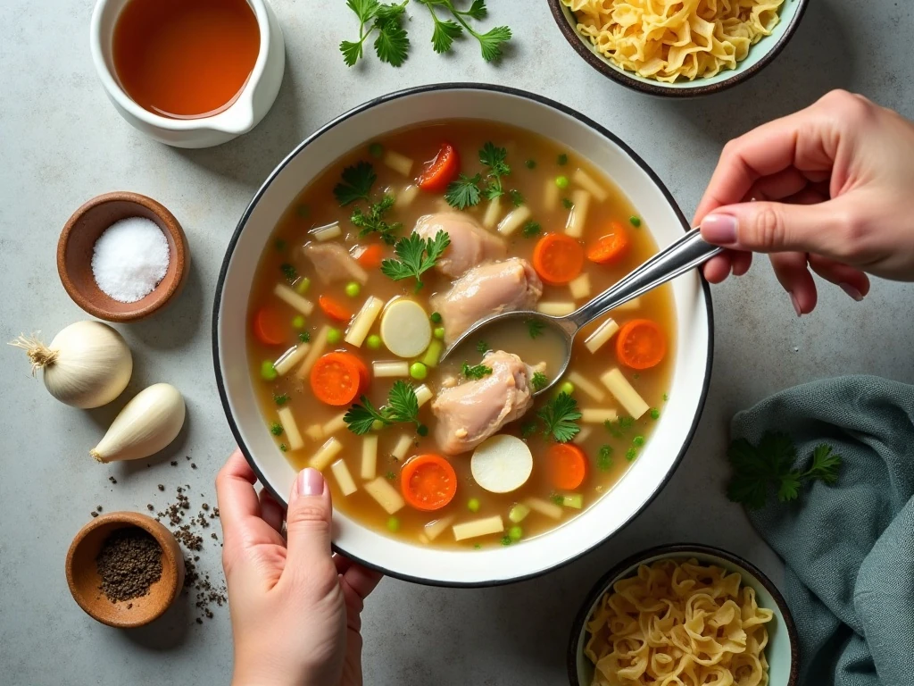 Ingredients for homemade chicken noodle soup