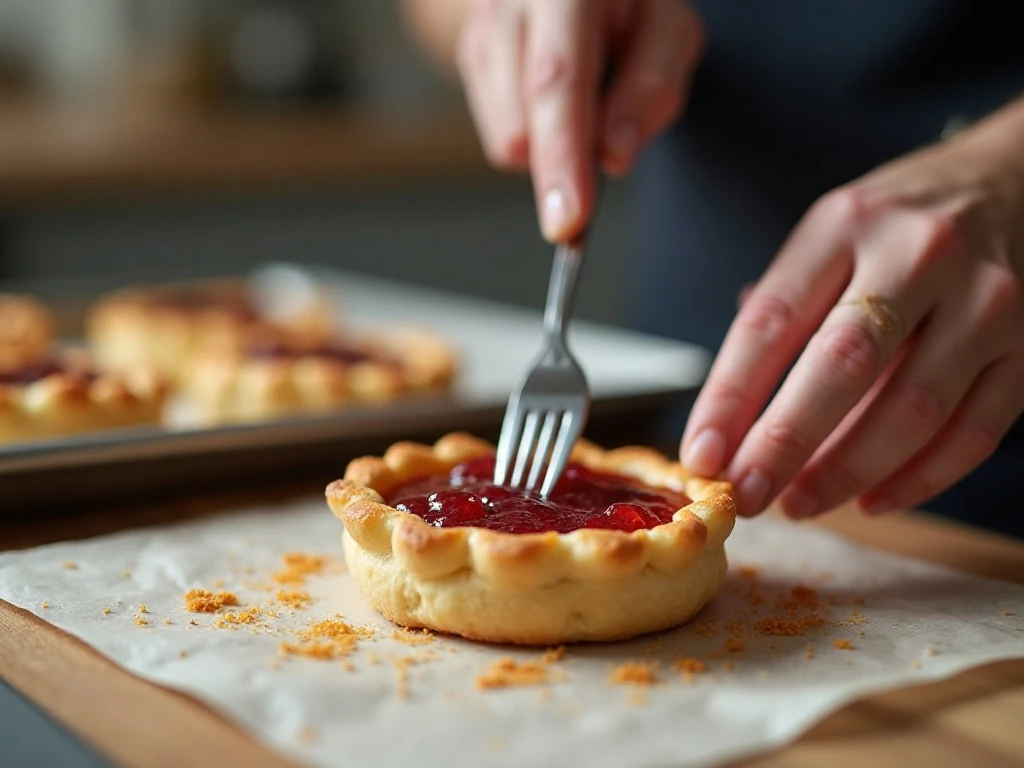 Crimping and venting strawberry pop-tart pastry