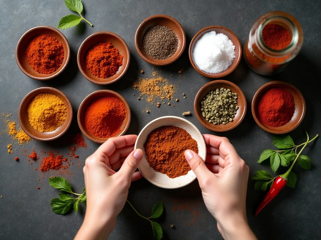 Ingredients for homemade taco seasoning arranged in bowls
