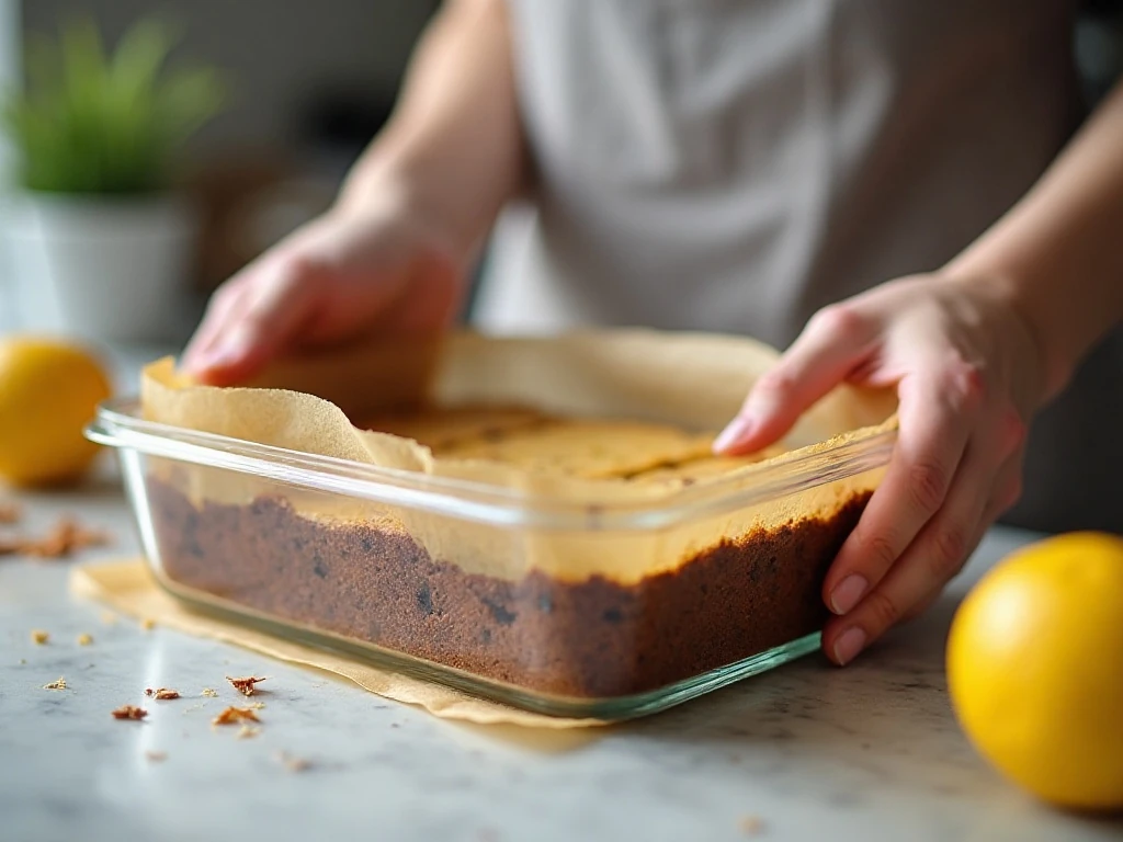 Sliced lemon brownies stored in an airtight container