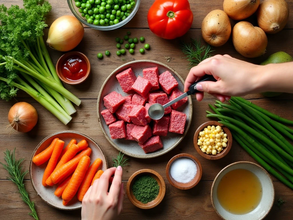 Ingredients for homemade vegetable beef soup