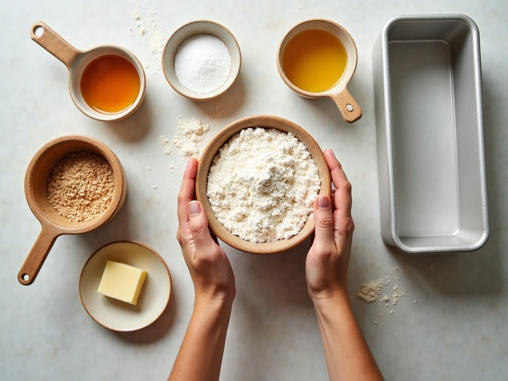 Ingredients for easy homemade wheat bread