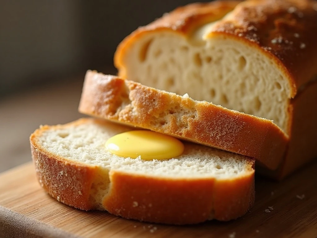 Close-up of the soft crumb inside wheat bread