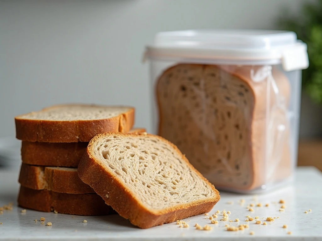Sliced wheat bread prepared for storage
