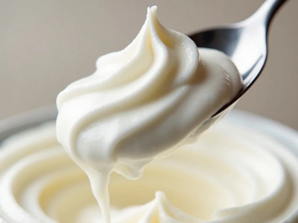 Smooth whipped cream forming soft peaks
