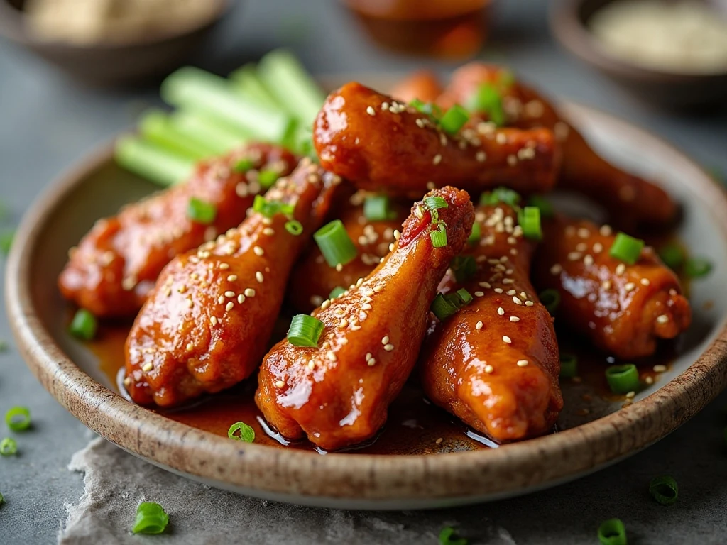 Crispy honey baked chicken wings arranged on a serving platter