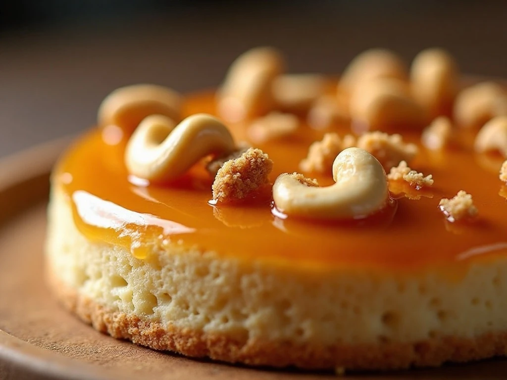Close-up of glossy honey cashew topping on shortbread bars