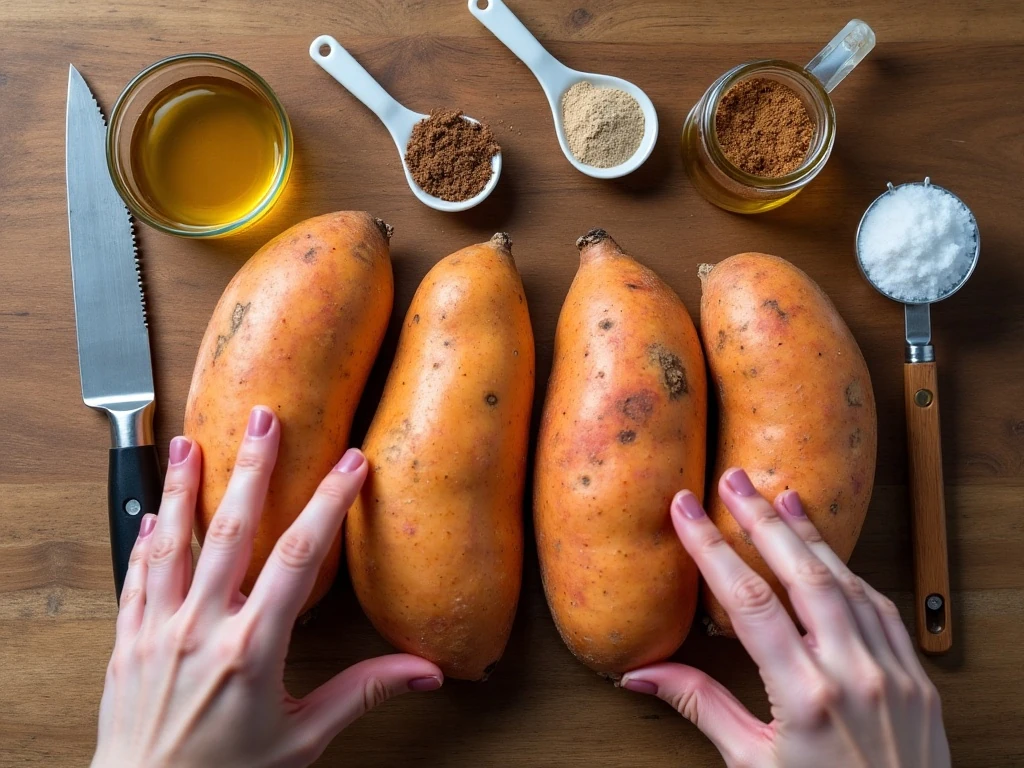 Ingredients for honey cinnamon roasted sweet potatoes