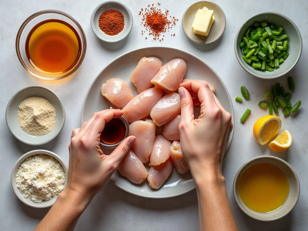 Ingredients for easy honey garlic chicken bites
