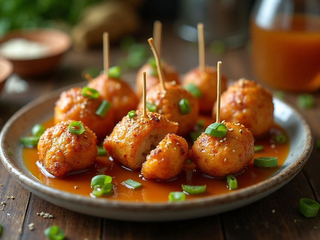 Glossy honey garlic chicken bites arranged as an easy appetizer