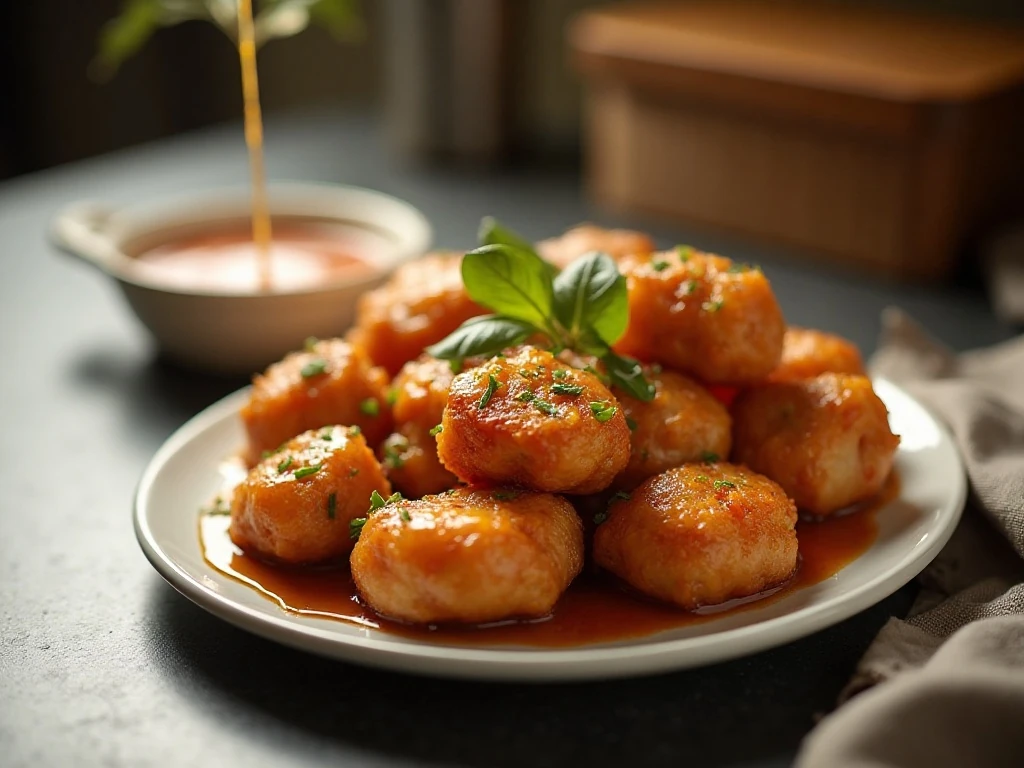 Honey garlic chicken bites ready to serve or store