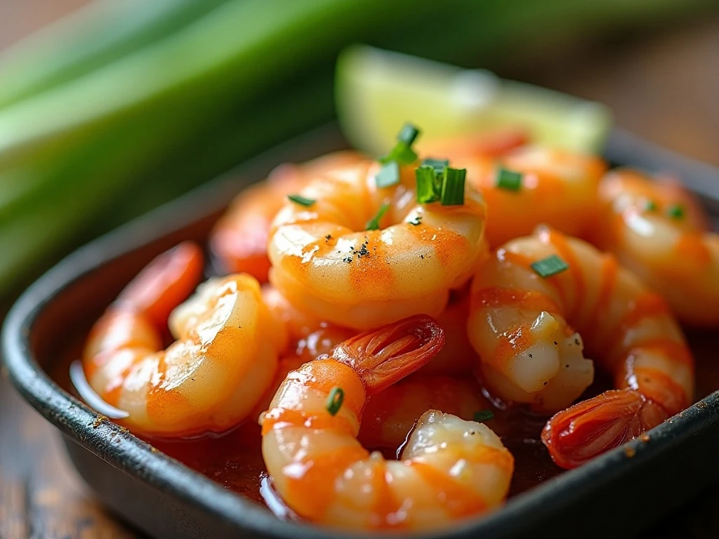 Honey garlic shrimp stored for reheating