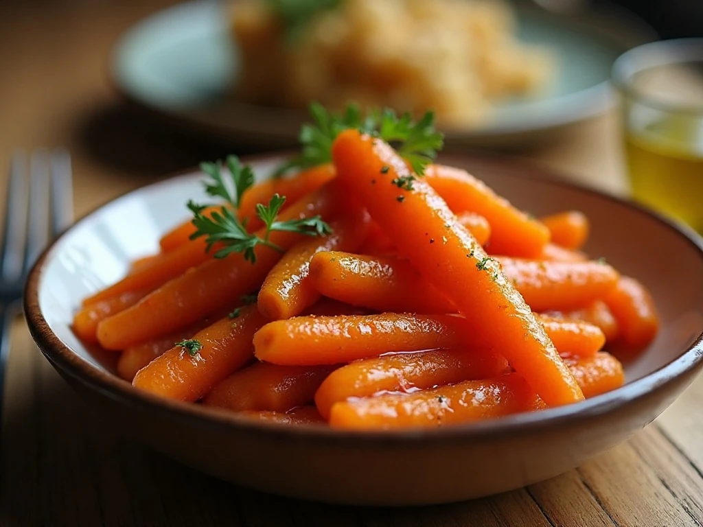 Finished honey-glazed carrots served as a warm side dish
