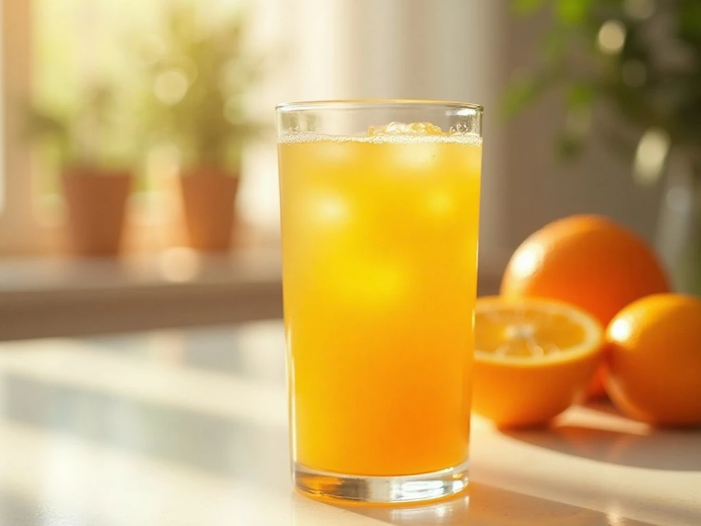 Honey orange vitamin C drink served in a clear glass