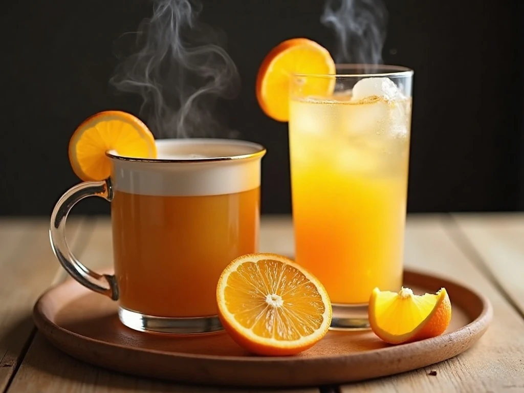 Warm and chilled versions of a honey orange drink