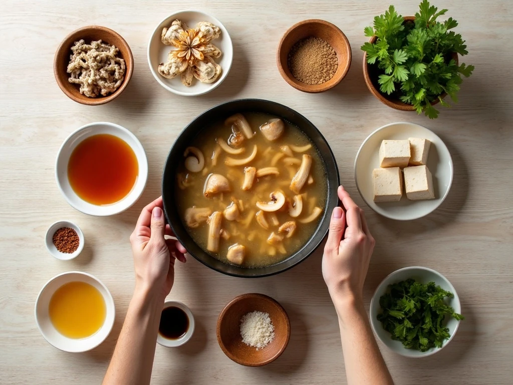 Ingredients for homemade Chinese hot and sour soup