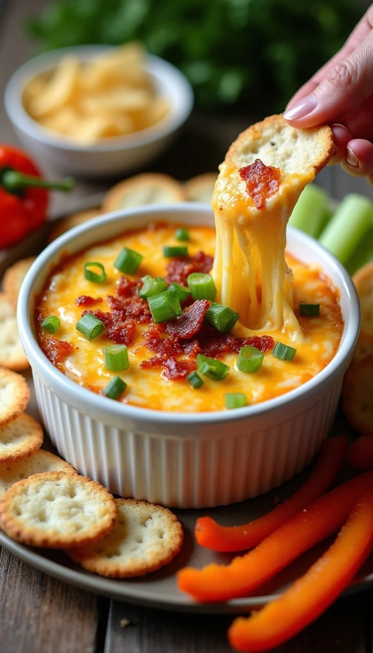 Warm and Creamy Hot Cheese Dip with Bacon Recipe