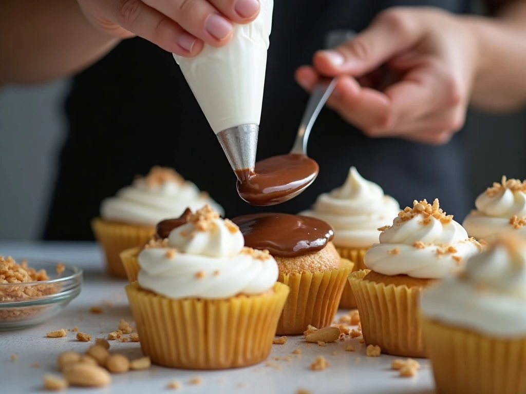 Decorating tools and toppings for sundae cupcakes