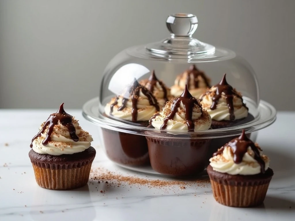 Stored hot fudge sundae cupcakes ready to serve