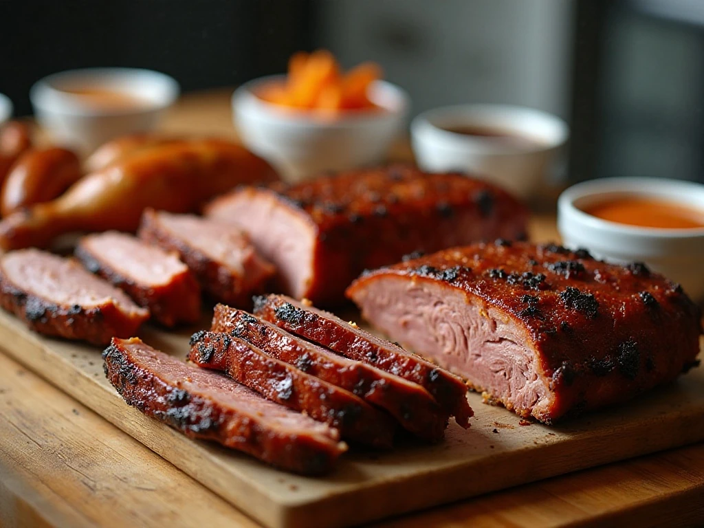 Assortment of cooked BBQ meats ready for safe storage and serving