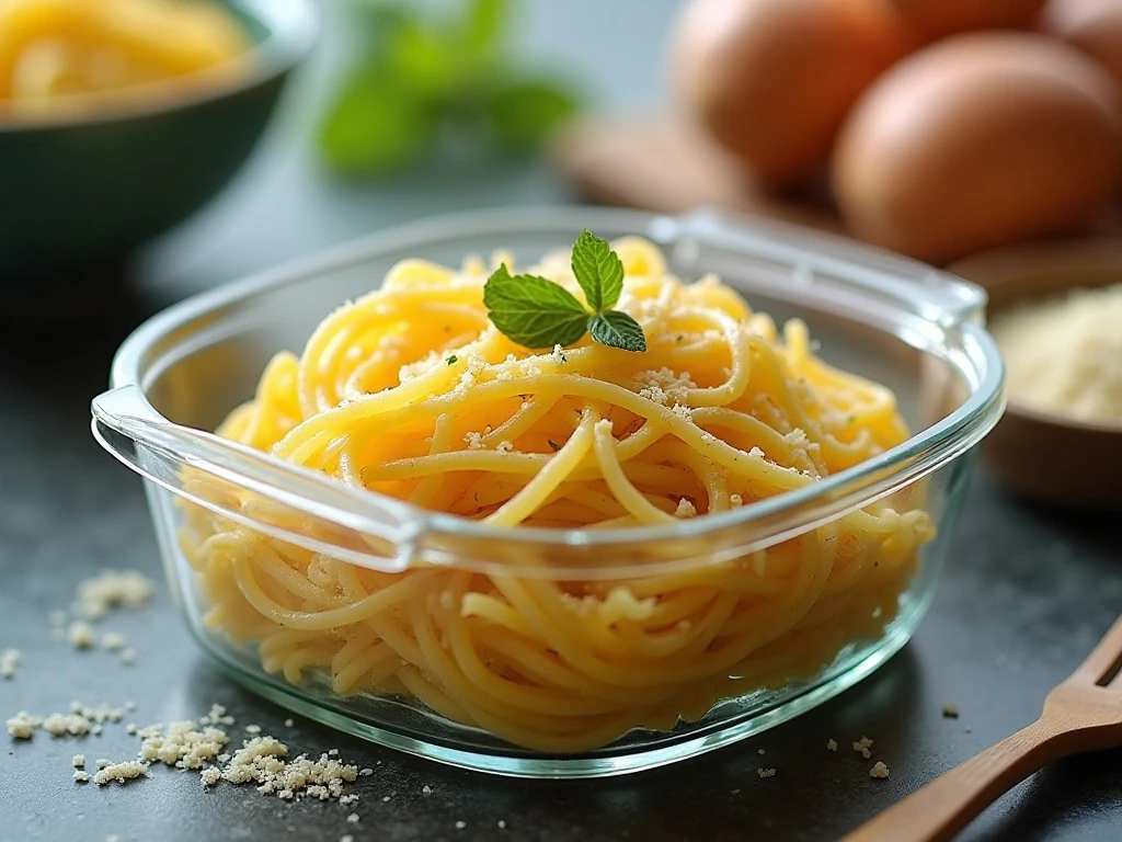 Stored and reheated baked spaghetti squash ready to serve