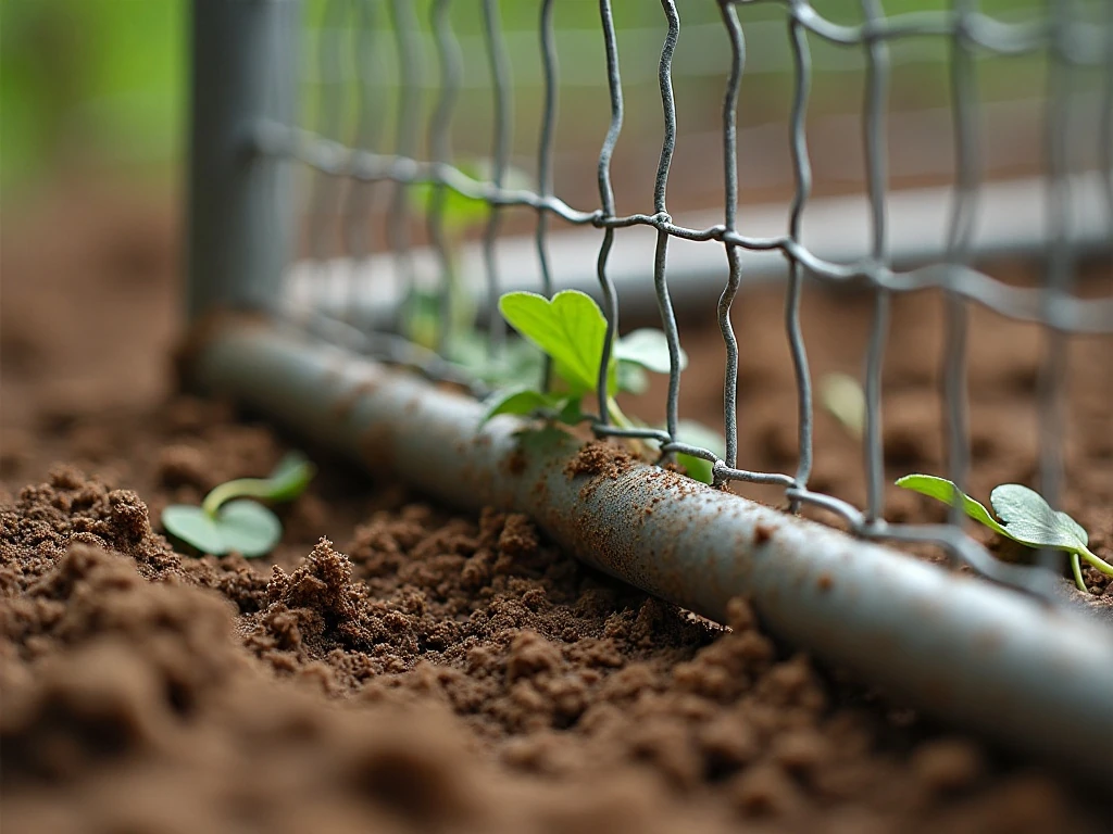 Buried hardware cloth protecting the edge of a chicken run