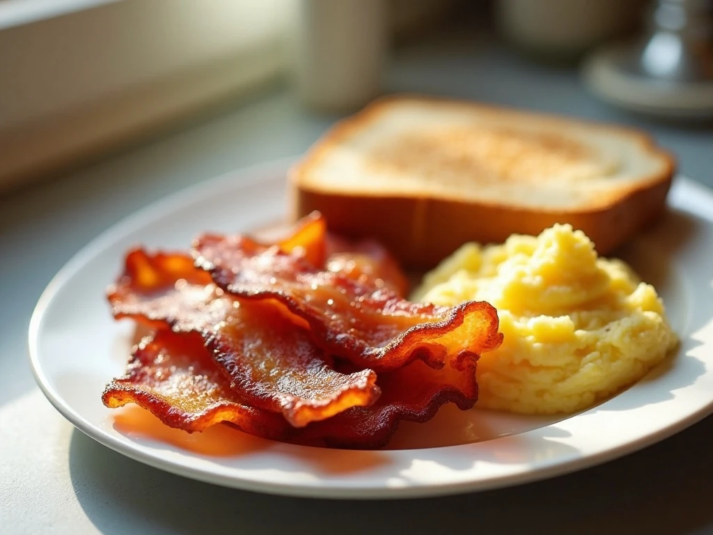 Crisp oven-baked bacon served for breakfast